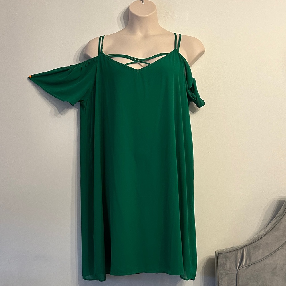 2x Green Off-Shoulder plus size Dress spring